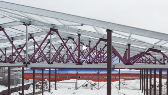 Быстровозводимое здание производственно-складского назначения в г. Бронницы. Серия: ИЗЛК РУС ВГ-300.2016. Размеры: ш 24 х д 60 х в 7,6 м